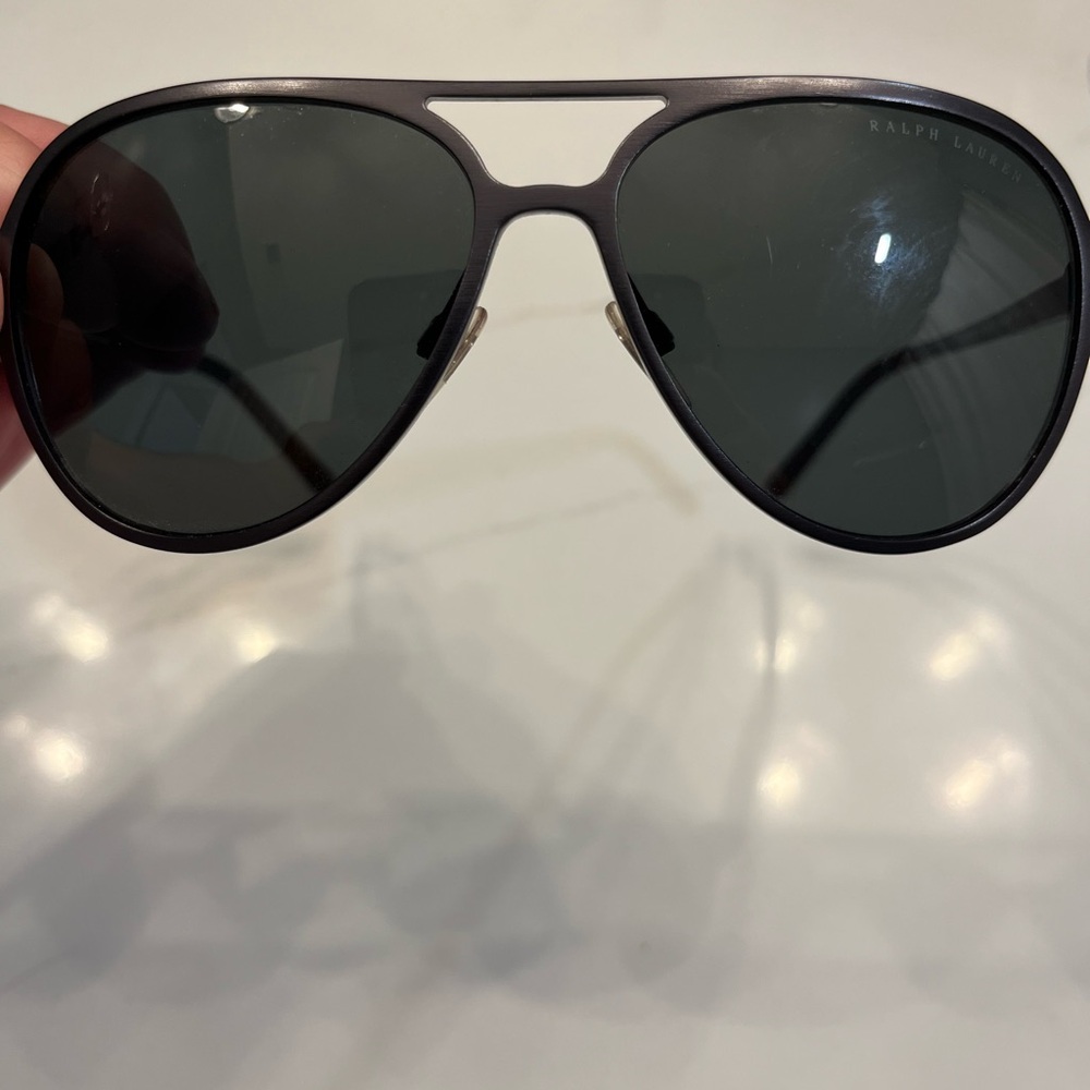 Ralph Lauren Brushed Matte Gunmetal Grey Aviators